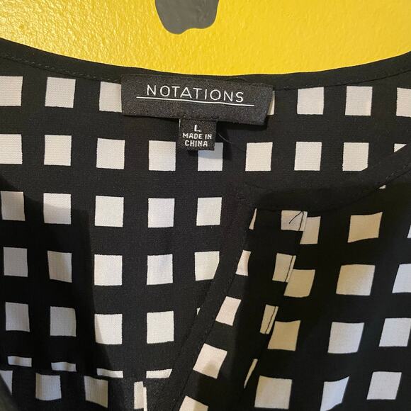 Black & White Grid Print Blouse | Roll Tab Sleeve | Minimalist Chic - Picture 6 of 6